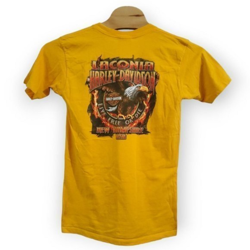 Harley Davidson Men's Medium Laconia,‎ New Hampshire Live Free Or Die Pocket Tee
